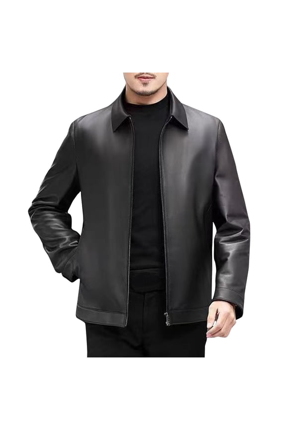 Jacket for Men Casual Vintage Leather Jackets Zip Up Spring Fall Golf Jacket Coats Outerwear with Pockets