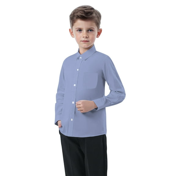 LOVZFMLL Little Boys Girls Tops, Solid Casual Essential Versatile V-Neck Long Sleeve Button Down Shirt, Fall Clothes 5-6 Years Boys Girls Clothes