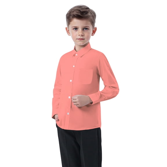 LOVZFMLL Little Boys Girls Tops, Solid Casual Essential Versatile V-Neck Long Sleeve Button Down Shirt, Fall Clothes 5-6 Years Boys Girls Clothes
