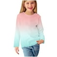 thumbnail image 1 of LOVZFMLL Little Girls Tops, Ombre Fashion Casual Essential Everyday Versatile Crew Neck Long Sleeve T-Shirt, Fall Clothes 4-5 Years Girls Clothes, 1 of 7