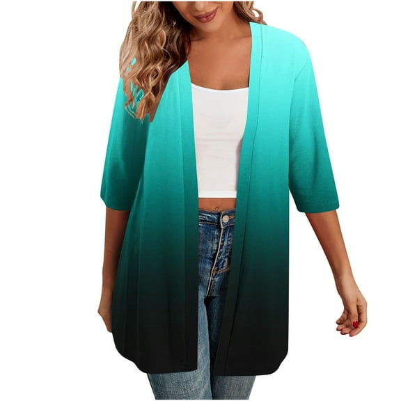 LOVZFMLL Long Cardigan for Women Open Front Short Sleeve Layering for Spring & Fall Casual Wear Solid Color Cover-Ups