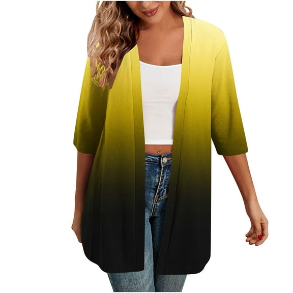 LOVZFMLL Long Cardigan for Women Open Front Short Sleeve Layering for Spring & Fall Casual Wear Solid Color Cover-Ups