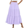 thumbnail image 1 of LOVZFMLL Long Skirts for Women Tired Boho Maxi Skirts Elastic Waist Swing Flowy Casual Solid Beach Vacation A-Line Dress Purple L, 1 of 8