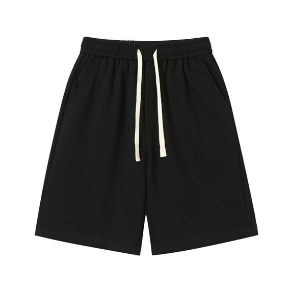 LOVZFMLL Men's Casual Shorts, Summer Loose Fit Solid Color Men Shorts, Sports Workout Running Basketball Shorts, Home Wear Shorts Black XL