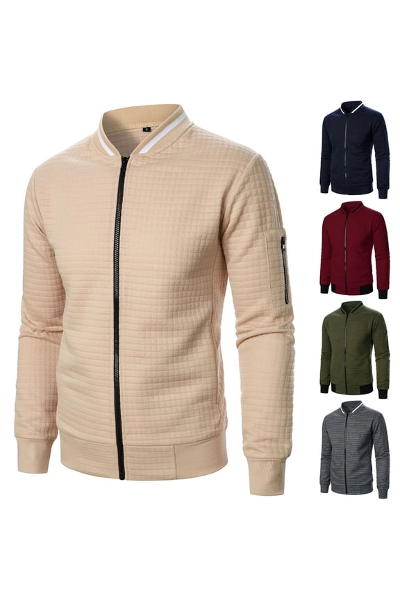 Men's Golf Jacket Lightweight Casual Zip Up Waffle Jackets Spring Fall Golf Coats Outerwear with Zipper Pockets