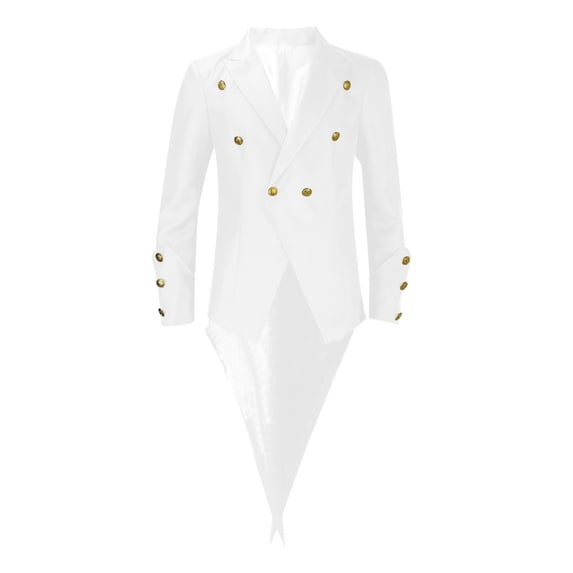 LOVZFMLL Men's Gothic Coat Medieval Double Breasted Notched Tailcoat Vintage Trench Coat Long Jacket Cosplay Halloween Costume