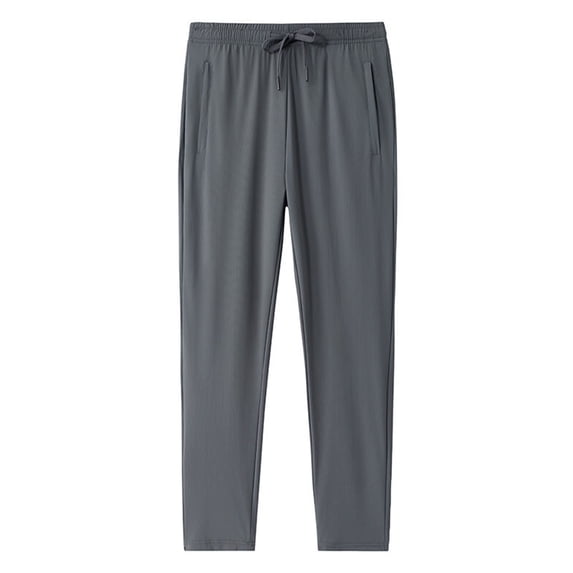 LOVZFMLL Men's Joggers Athletic Pants, Summer Relaxed Fit Quick Dry Breathable Flowy and Comfy Solid Running Sweatpants for Men with Pockets Gray L