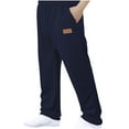 thumbnail image 1 of LOVZFMLL Men's Running Sweatpants, Casual Open Bottom Solid Joggers Sports Pants Trousers for Men with Pockets and Drawstring Navy L, 1 of 9