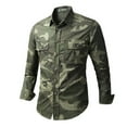 thumbnail image 1 of LOVZFMLL Men's Shirts, Camo Casual Button-Down Shirt with Front Pocket, Everyday Versatile, V-Neck Relaxed Fit Long Sleeve Fall Clothes, 1 of 6