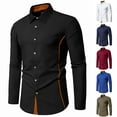 thumbnail image 1 of LOVZFMLL Men's Shirts, Colorblock Fashion Button-Down Shirt, Casual Versatile for Everyday Work Business, V-Neck Relaxed Fit Long Sleeve Fall Clothes, 1 of 9