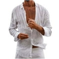 thumbnail image 1 of LOVZFMLL Men's Shirts, Solid Casual Button-Down Shirt, Everyday Versatile for Vacation, Loose Fit Long Sleeve Fall Clothes, 1 of 6