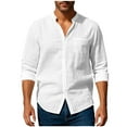 thumbnail image 1 of LOVZFMLL Men's Shirts, Solid Classic Button-Down Shirt, Casual Versatile for Everyday Vacation, Loose Fit Long Sleeve Fall Clothes, 1 of 5