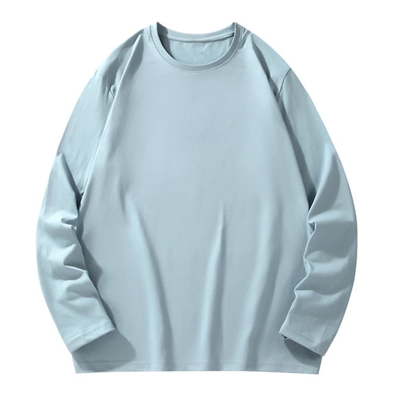 LOVZFMLL Men's Shirts, Solid Essential Crew Neck Sweatshirt, Casual Everyday Versatile, Relaxed Fit Pullover Fall Clothes