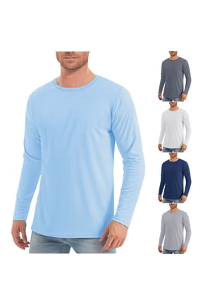 Men's Shirts, Solid Performance Crew Neck T-Shirts, Lightweight Breathable for Athletic Workout Running, Relaxed Fit Sun Protection Fall Clothes