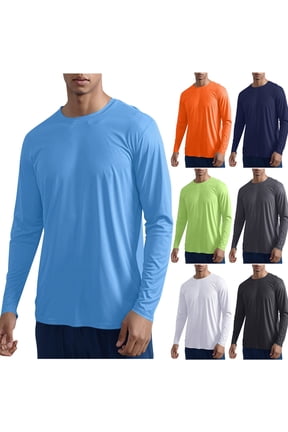 Men's Shirts, Solid Performance Crew Neck T-Shirts, Lightweight Breathable for Outdoor Athletic Workout, Relaxed Fit Fall Clothes