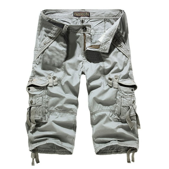 LOVZFMLL Men's Shorts Casual Classic Cargo Shorts for Men Outdoor Hiking Workout Athletic Shorts with Multi Pockets Gray M