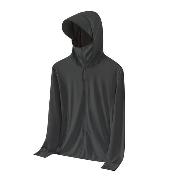 LOVZFMLL Men's Sun Protection Hoodies Loose Casual Hooded Jacket Sun Shirts Long Sleeve Zip-Up Outdoor Running Hiking Outwear