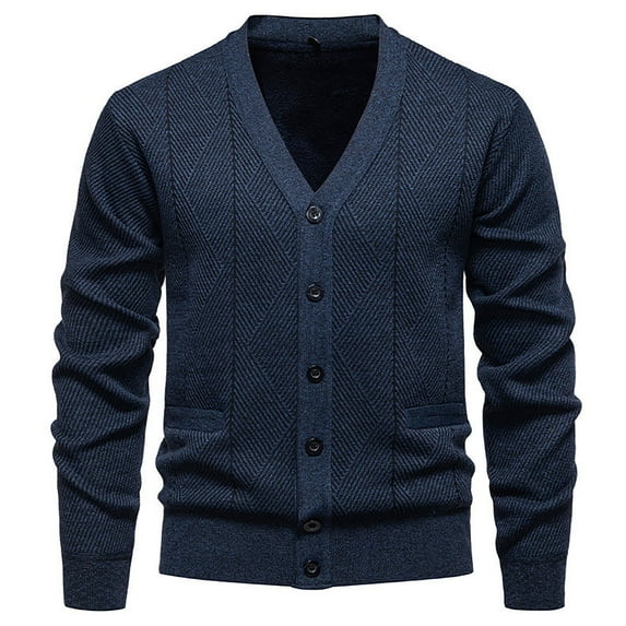 LOVZFMLL Men's Sweaters, Acrylic V-Neck Ribbd Cardigan, Fashion Casual Button Pocket Stretchy, Warm Winter Tops, Fall Clothes
