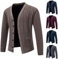 thumbnail image 1 of LOVZFMLL Men's Sweaters, Acrylic V-Neck Ribbd Cardigan, Fashion Casual Button Pocket Stretchy, Warm Winter Tops, Fall Clothes, 1 of 5