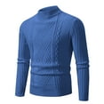 thumbnail image 1 of Lovzfmll Men's Sweaters, Solid Color Acrylic Turtleneck Cable Knit Pullover, Classic Fashion Casual Basic Stretchy Layering Shirt, Warm Winter Tops Slim, Fall Clothes, 1 of 2