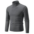 thumbnail image 1 of LOVZFMLL Men's Sweaters, Solid Color Acrylic Turtleneck Cable Knit Pullover, Fashion Classic Casual Basic Layering Shirt, Warm Winter Tops Slim, Fall Clothes, 1 of 2