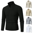 thumbnail image 1 of LOVZFMLL Men's Sweaters, Solid Color Turtleneck Ribbed Pullover, Casual Fashion Mandarin Collar Half-Zip, Warm Winter Tops, Fall Clothes, 1 of 3
