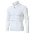 thumbnail image 1 of Lovzfmll Men's Sweaters, Solid Color Turtleneck Ribbed Pullover, Casual Fashion Mandarin Collar Half-Zip, Warm Winter Tops, Fall Clothes, 1 of 2