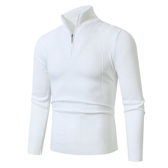 Lovzfmll Men's Sweaters, Solid Color Turtleneck Ribbed Pullover, Casual Fashion Mandarin Collar Half-Zip, Warm Winter Tops, Fall Clothes