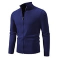 thumbnail image 1 of LOVZFMLL Men's Sweaters, Solid Color V-Neck Ribbed Cardigan, Casual Zipper Mandarin Collar Outerwear, Fall Clothes, Warm Winter Tops, 1 of 2