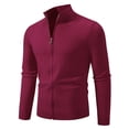 thumbnail image 1 of LOVZFMLL Men's Sweaters, Solid Color V-Neck Ribbed Cardigan, Casual Zipper Mandarin Collar Outerwear, Fall Clothes, Warm Winter Tops, 1 of 2