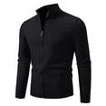 thumbnail image 1 of LOVZFMLL Men's Sweaters, Solid Color V-Neck Ribbed Cardigan, Casual Zipper Mandarin Collar Outerwear, Fall Clothes, Warm Winter Tops, 1 of 2