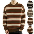 thumbnail image 1 of LOVZFMLL Men's Sweaters, Striped Acrylic Crew Neck Ribbed Pullover, Fashion Casual Everyday Basic, Warm Winter Tops Loose, Fall Clothes, 1 of 4