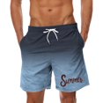 thumbnail image 1 of LOVZFMLL Men's Swim Trunks, Men's Summer Beach Shorts Fashion Gradient Color Seaside Holiday Shorts Beach Pants with Pockets Blue 5XL, 1 of 6