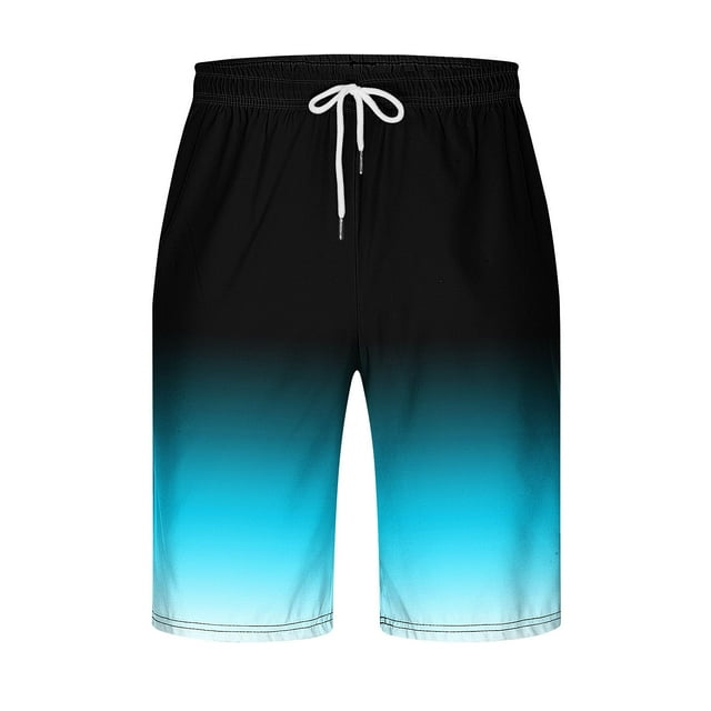 LOVZFMLL Men's Swim Trunks Quick Dry Gradient Color Short Pants Beach Board Shorts Bathing Suits Swimwear with Pockets Sky Blue 3XL