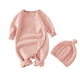 thumbnail image 1 of LOVZFMLL Newborn & Toddler Boys Girls Knit Sweater Jumpsuit and Hat Warm Fall & Winter 2 Piece Outfit Pajamas for 0-1.6 Years, 1 of 3