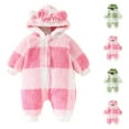 thumbnail image 1 of LOVZFMLL Newborn & Toddlers Plush Pajamas Gingham Hooded Onesie Jumpsuit Fall Winter Warm Sleepwear Loungewear 0-18 Months, 1 of 7