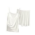 thumbnail image 1 of LOVZFMLL Pajama Sets for Women 2 Piece Ruffle Satin Spaghetti Strap Tank Top with Built in Pads and Shorts Lounge Sets Comfy Soft Sleepwear Loungewear, 1 of 4