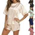 thumbnail image 1 of LOVZFMLL Pajama Sets for Women 2 Piece Satin Short Sleeve Top and Shorts Lounge Sets Comfy Soft Sleepwear Loungewear, 1 of 5