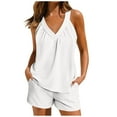 thumbnail image 1 of LOVZFMLL Pajama Sets for Women 2 Piece V Neck Ruched Sleeveless Tank Top and Shorts with Pockets Lounge Sets Comfy Soft Sleepwear Loungewear, 1 of 7