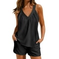 thumbnail image 1 of LOVZFMLL Pajama Sets for Women 2 Piece V Neck Ruched Sleeveless Tank Top and Shorts with Pockets Lounge Sets Comfy Soft Sleepwear Loungewear, 1 of 4