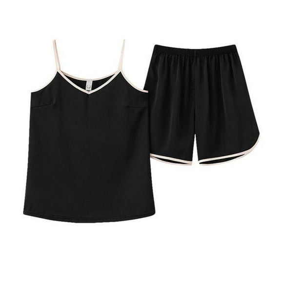 LOVZFMLL Pajama Sets for Women 2 Piece V Neck Spaghetti Strap Tank Top and Shorts Lounge Sets Comfy Soft Sleepwear Loungewear