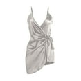 thumbnail image 1 of LOVZFMLL Pajama for Women V Neck Spaghetti Strap Tie Waist Wrap Mini Short Dress Nightgown Comfy Soft Sleepwear Loungewear, 1 of 2