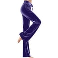 thumbnail image 1 of LOVZFMLL Pants for Women Velvet Flare Pants High Waisted Comfy Soft Stretch Yoga Loungewear Bell Bottom Long Pants Purple XL, 1 of 7