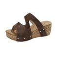 thumbnail image 1 of LOVZFMLL Chunky Wedge Sandals for Women Slip On Cork Clogs Casual Summer Outdoor Walking Travel Slides Sandals Beach Vacation Slippers Brown 9, 1 of 9