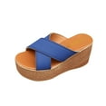 thumbnail image 1 of LOVZFMLL Chunky Wedges Sandals for Women Cross Strap Thick Sole Slippers Summer Casual Open Toe Beach Slides Outdoor Slip On Blue 9.5, 1 of 9