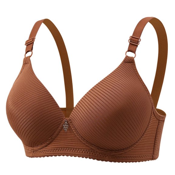 LOVZFMLL Plus Bras for Women Solid Color Comfort Soft Breathable No Underwire Bra Push Up Full Coverage Bra Everyday Bralettes Coffee XL