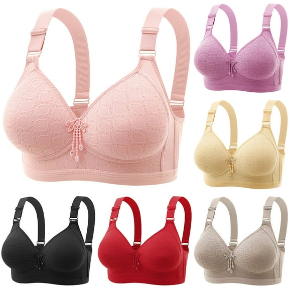 LOVZFMLL Plus Size Bras for Women Breathable Comfortable Soft Push Up Bra No Underwire Full Coverage Everyday Bralettes Black 2XL