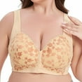 thumbnail image 1 of LOVZFMLL Plus Size Bras for Women Comfort Soft Breathable Bras No Underwire Push Up Padded Bra Front Closure Everyday Bralettes Beige 52E, 1 of 6