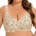 thumbnail image 1 of LOVZFMLL Plus Size Bras for Women Floral Comfort Soft Push Up No Underwire Bra Front Closure Full Coverage Everyday Bralettes Beige 38CD, 1 of 8