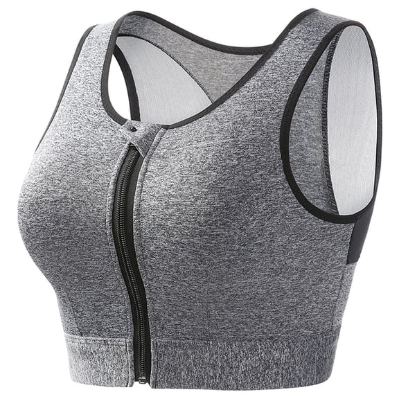 LOVZFMLL Plus Size Bras for Women Solid Color Comfort Soft Breathable Crop Tank Top No Underwire Zipper Front Closure Bra Everyday Bralettes Gray XL